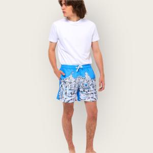 MONACO Coastal Blueprint Scenery Swim Shorts