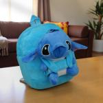 Blue Plush Character Backpack with 3D Toy Design