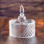 Acrylic Candy Bowl with Geometric Ribbed Design with pointed finial handle