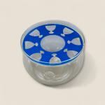 Clear Glass Bowl with Blue Divider