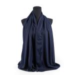 Cotton and Polyester Scarf with Fine Stitch Edges - Navy Blue