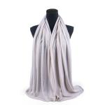 Cotton and Chiffon Scarf with Fine Stitch Edges - Tan
