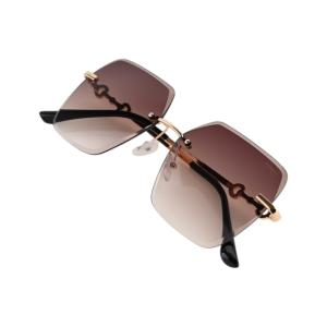 Infinity - Rimless Square Sunglasses with gradient brown lenses
