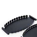 Oval Metal Serving Trays with Circular Cutout Edges