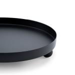 Round Metal Serving Tray with Raised Edges and Small Ball Feet