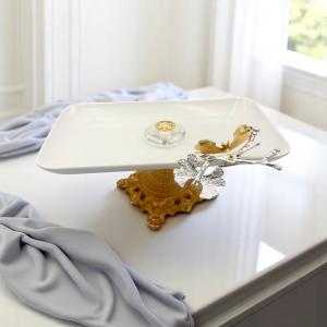Decorative Ceramic Butterfly Dish on Gold Stand
