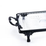 Crystal Dessert Serving Tray with Ornate Base & Handles