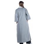 فستان ميدي كاجوال بياقة متباينة - رمادي فاتح