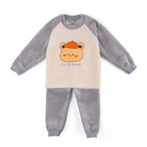 Baby Boys Casual Velvet Cute Bear Print Sweatshirt and Pants Set