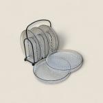 Diamond Pattern Glass Coasters with Black Stand