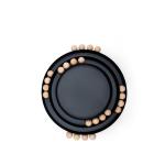Modern Round Metal Tray with Wooden Bead Accents