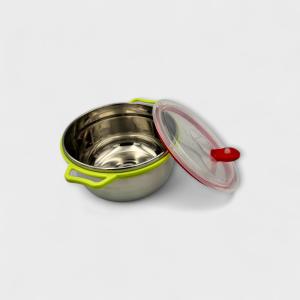 Color Edge Stainless Steel Storage Bowl with Lid & Easy-Grip Handles