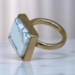Marbled Square Face Ring – Contemporary Brass Statement