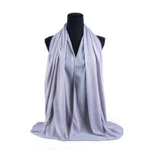 Chiffon and Cotton Scarf with Fine Stitch Edges - Light Grey