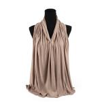 Cotton and Chiffon Scarf with Fine Stitch Edges - LIght Brown