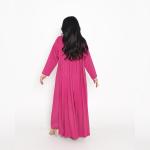 Pleated Magenta Kaftan Farasha with Embellished Neckline