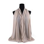 Cotton and Chiffon Scarf with Fine Stitch Edges - Dark Beige