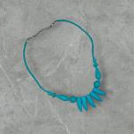 Turquoise Spike Beaded Choker Necklace with Tribal Horn