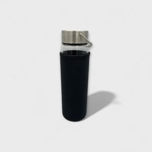 Premium Boutique Glass Cup with Insulated Sleeve & Steel Loop Lid