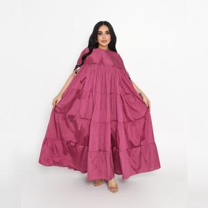 Ruffled Satin Tiered Kaftan