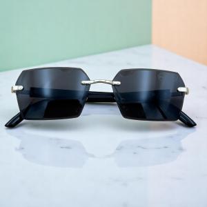 Futuristic Hex-Cut Rimless Sunglasses