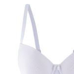 Ribbed Padded Bra with Underwire, Adjustable Straps, Satin Bow.