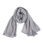 Cotton and Polyester Scarf with Fine Stitch Edges - Light Grey