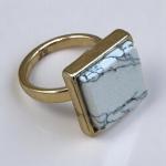 Marbled Square Face Ring – Contemporary Brass Statement