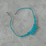 Turquoise Spike Beaded Choker Necklace with Tribal Horn