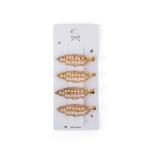 Leaf Design Pearl Rhinestone Hair Clip Set