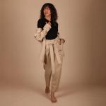 Ladies Pants High-Waisted Belted