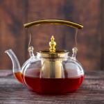 Golden Handle Glass teapot with infuser