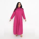 Pleated Magenta Kaftan Farasha with Embellished Neckline