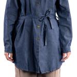 Women's Denim Shirt Dress with Belted Waist and Button Front