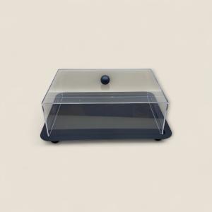 Rectangular Acrylic Cake Box with Black Base and Dome Lid