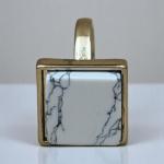 Marbled Square Face Ring – Contemporary Brass Statement