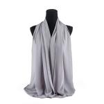 Cotton and Polyester Scarf with Fine Stitch Edges - Light Grey