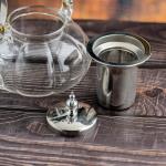 Glass Teapot with Stainless Steel Infuser and Handle