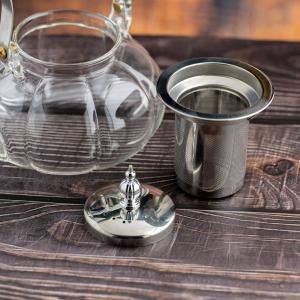 Glass Teapot with Stainless Steel Infuser and Handle