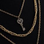 Artificial Locked in Love Triple Layer Necklace Set