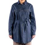 Women's Denim Shirt Dress with Belted Waist and Button Front