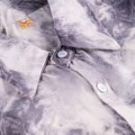 Storm Marble Satin Shirt – Abstract Grey Swirl Print with Gloss Finish & Classic Spread Collar