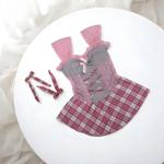 VIP Plaid Lace Corset Babydoll Dress with Bow Detail and Matching Arm Ties