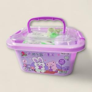 Creative World 12-Color Soft Modeling Clay Set – Adorable Bunny & Bear Printed Storage Box
