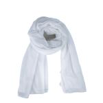 Cotton and Chiffon Scarf with Fine Stitch Edges - Ice White