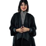 Prestigious open-front Kimono-Style Abaya with Contrast Piping