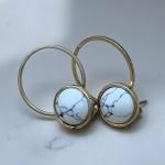 Marble Orbit Drop Earrings – Gold Ring Frame
