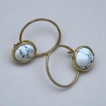 Marble Orbit Drop Earrings – Gold Ring Frame