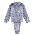 Zip-Up Wavy Furry Pajama Set