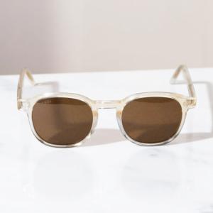 Coastal Crystal Beige Panto Frame Sunglasses